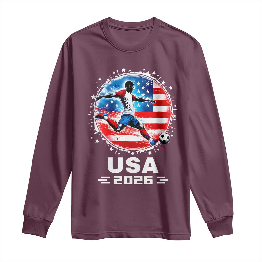 USA Soccer Patriotic Player 2026 Graphic Long Sleeve Shirt United States Football Fan Spirit