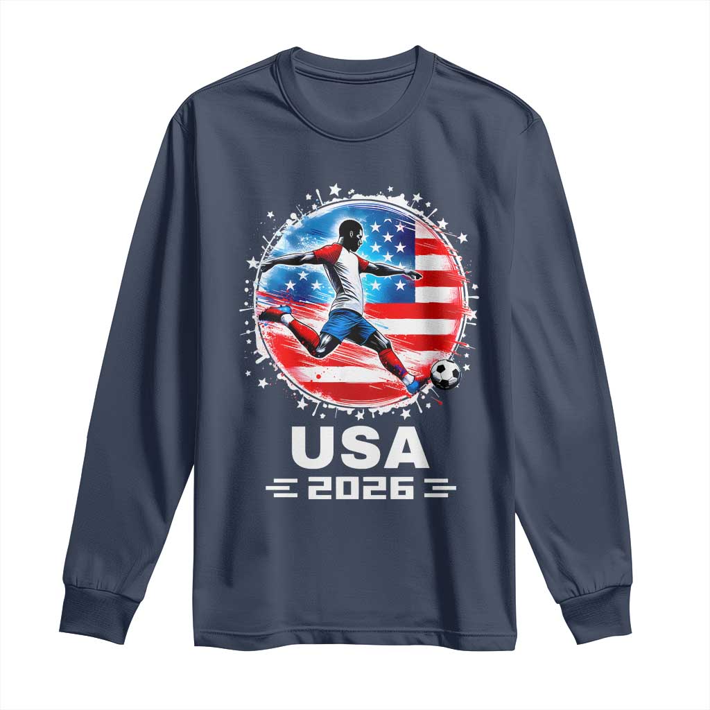 USA Soccer Patriotic Player 2026 Graphic Long Sleeve Shirt United States Football Fan Spirit