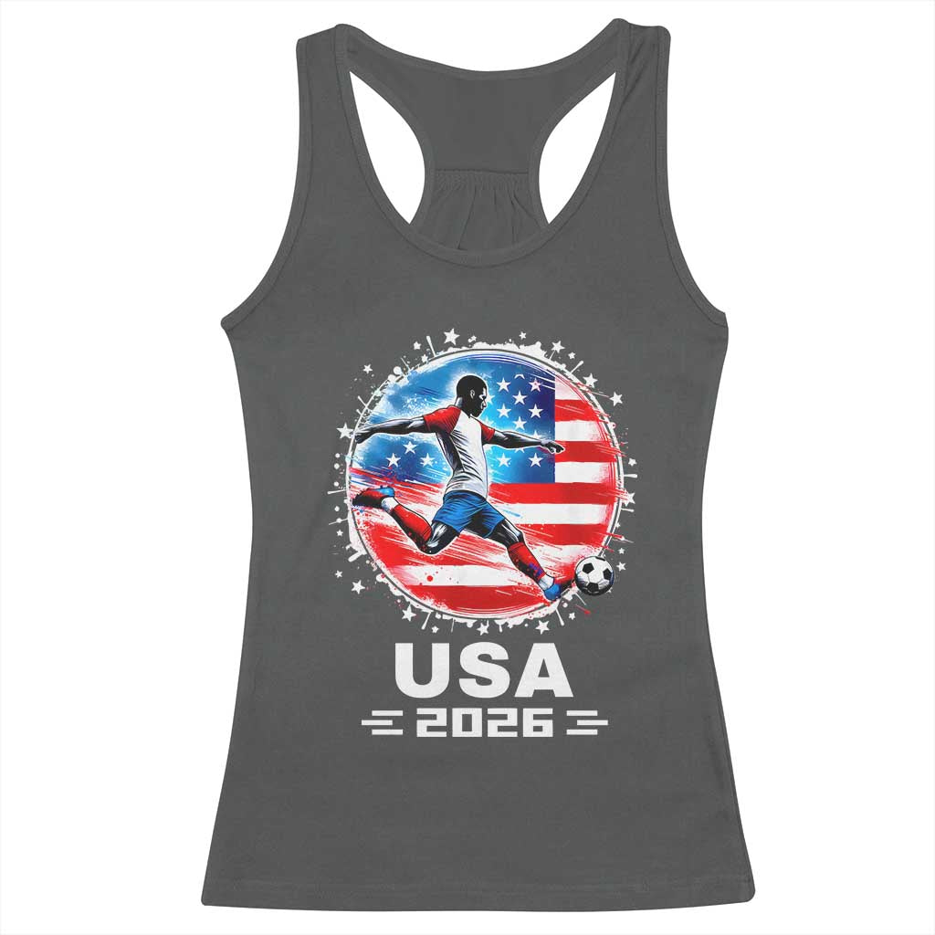 USA Soccer Patriotic Player 2026 Graphic Racerback Tank Top United States Football Fan Spirit