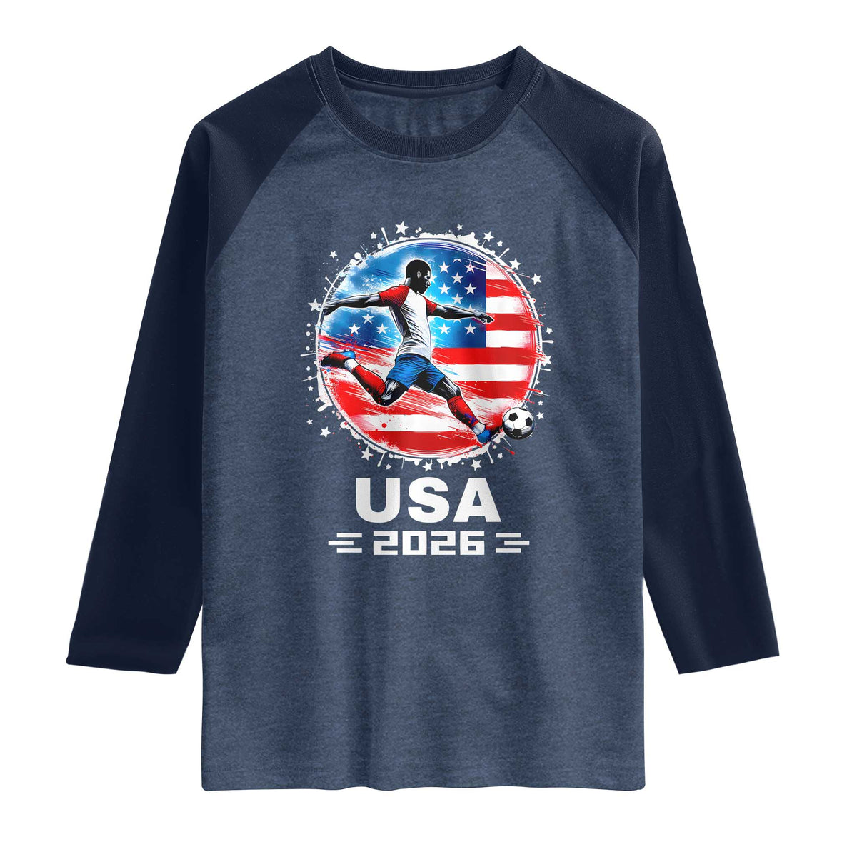 USA Soccer Patriotic Player 2026 Graphic Raglan Shirt United States Football Fan Spirit