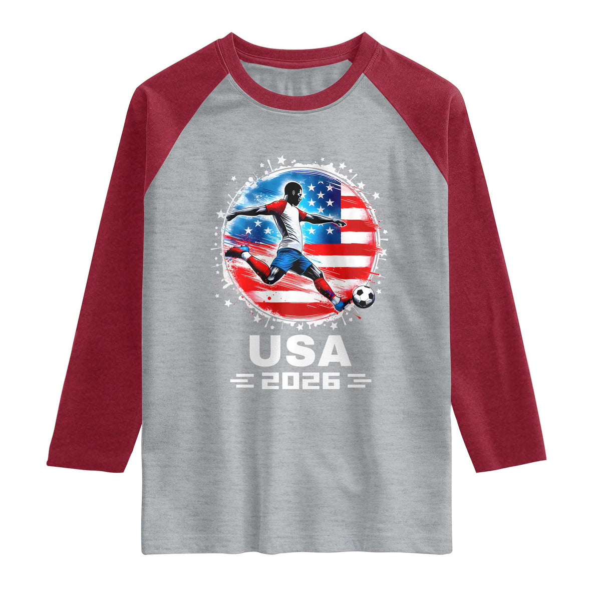 USA Soccer Patriotic Player 2026 Graphic Raglan Shirt United States Football Fan Spirit