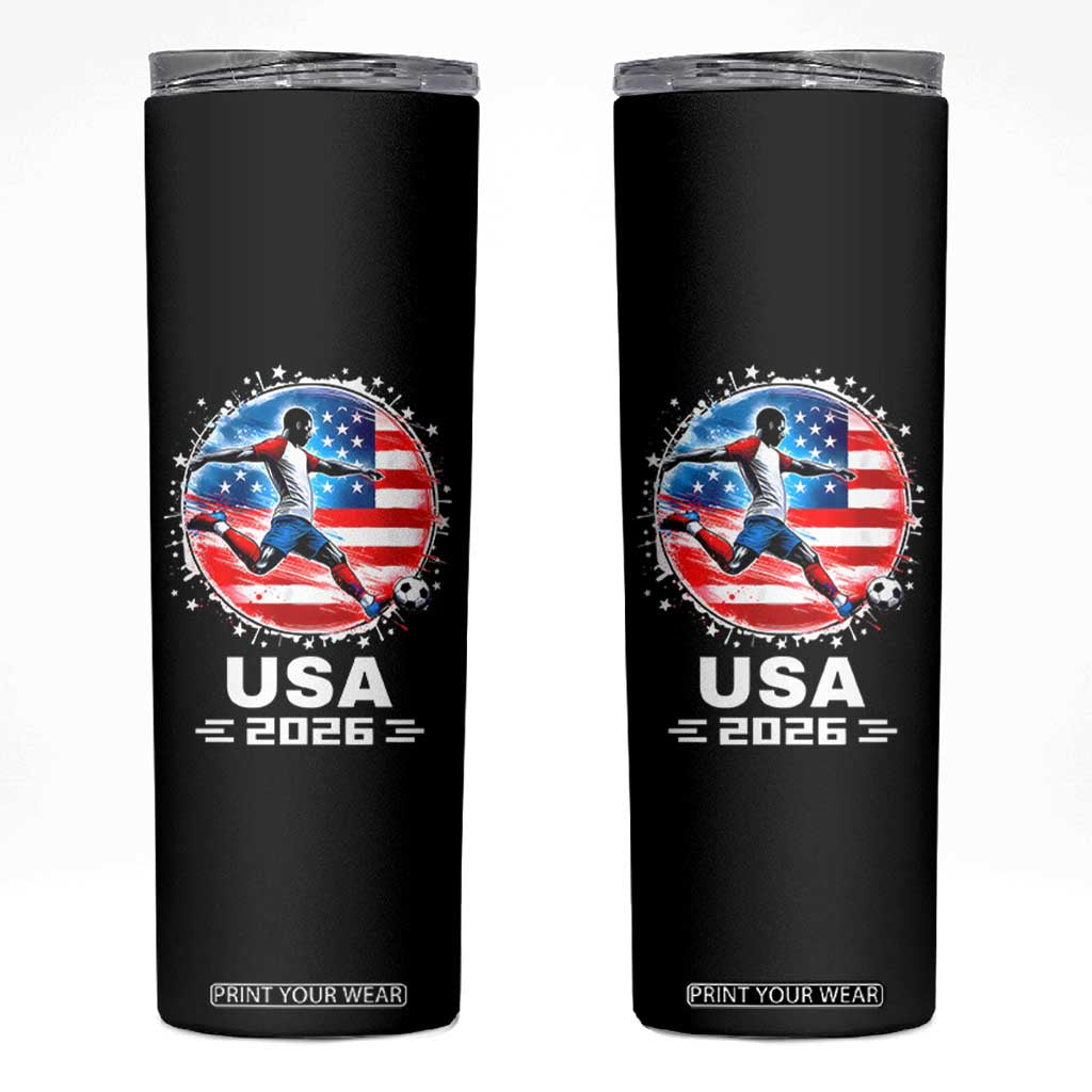 USA Soccer Patriotic Player 2026 Graphic Skinny Tumbler United States Football Fan Spirit