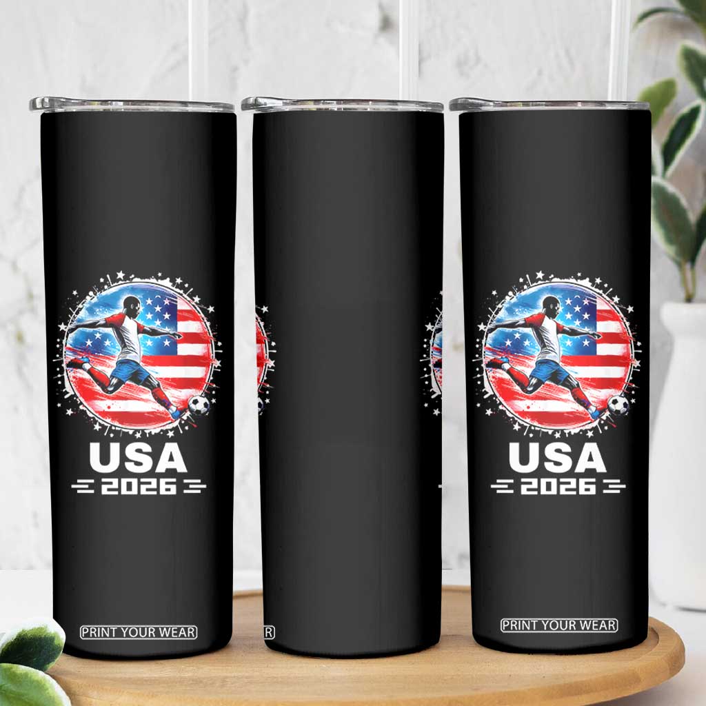 USA Soccer Patriotic Player 2026 Graphic Skinny Tumbler United States Football Fan Spirit