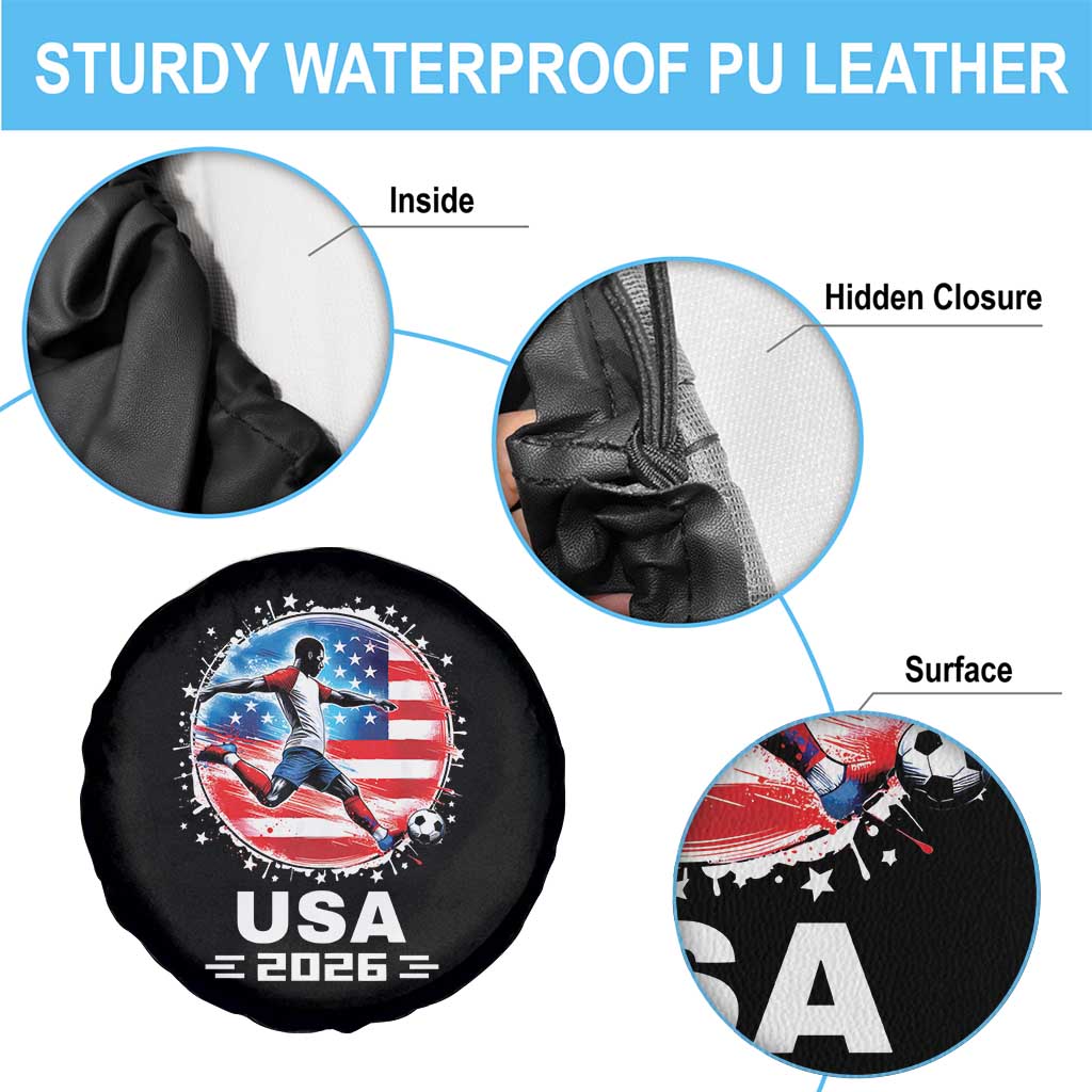 USA Soccer Patriotic Player 2026 Graphic Spare Tire Cover United States Football Fan Spirit