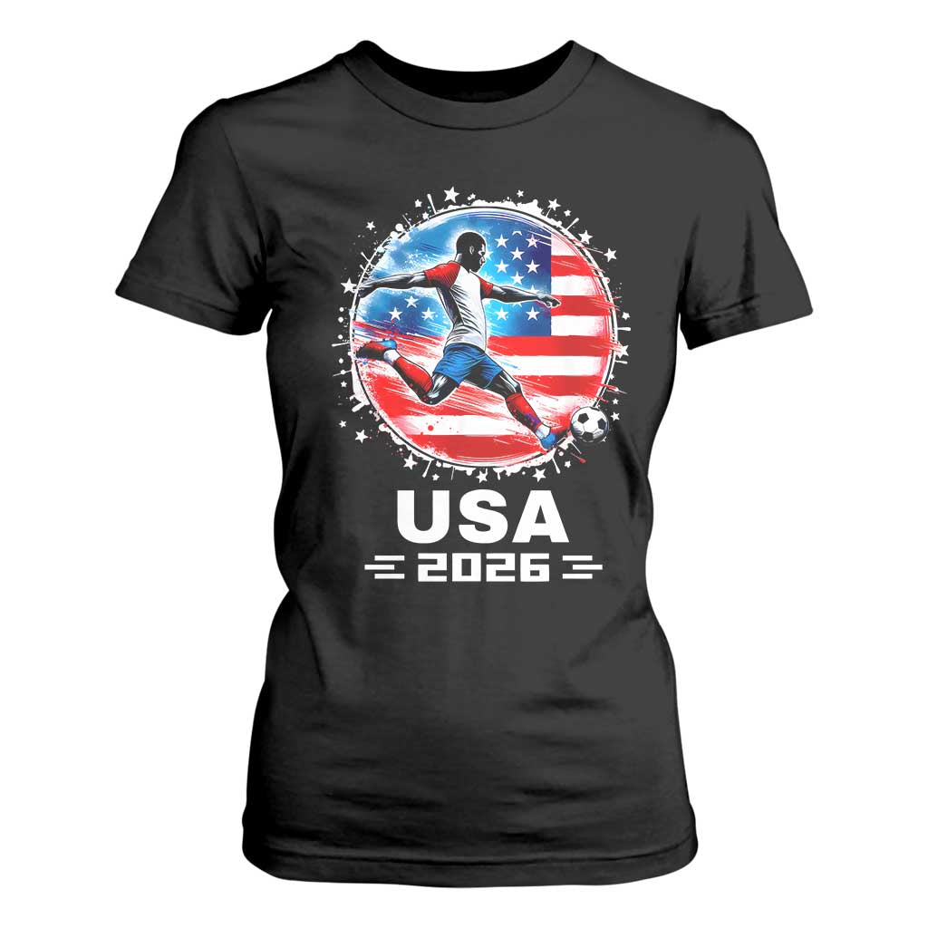 USA Soccer Patriotic Player 2026 Graphic T Shirt For Women United States Football Fan Spirit TS02 Black Print Your Wear