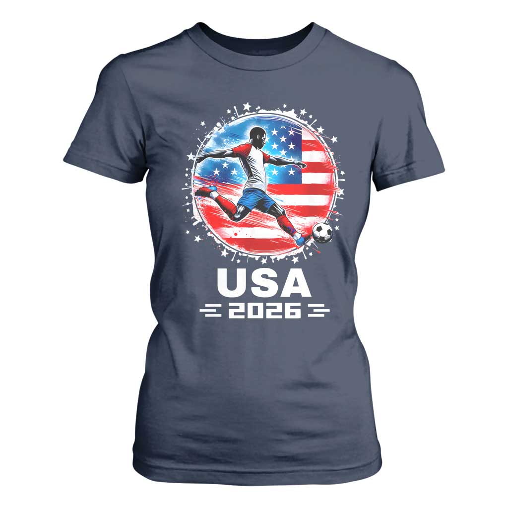 USA Soccer Patriotic Player 2026 Graphic T Shirt For Women United States Football Fan Spirit