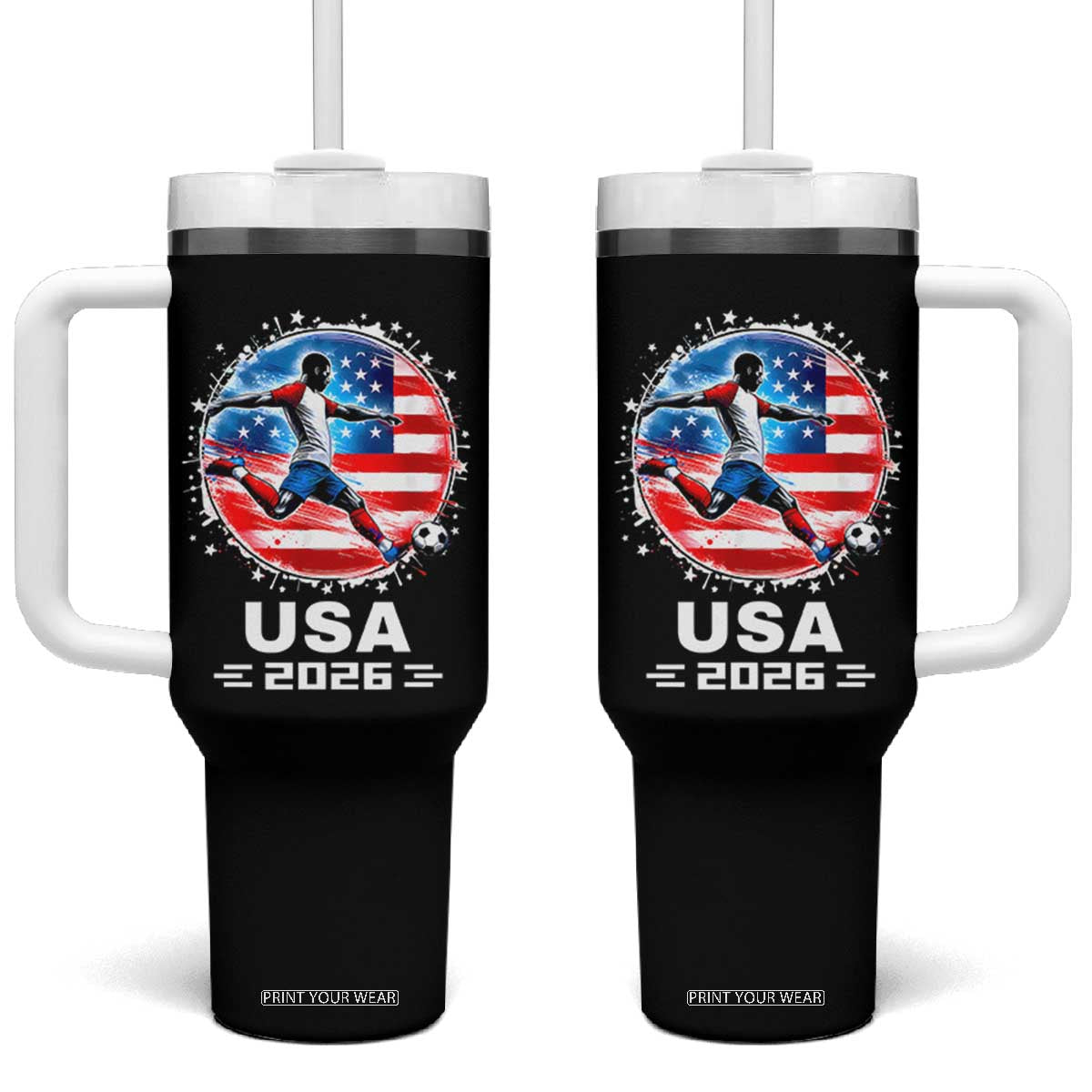 USA Soccer Patriotic Player 2026 Graphic Tumbler With Handle United States Football Fan Spirit