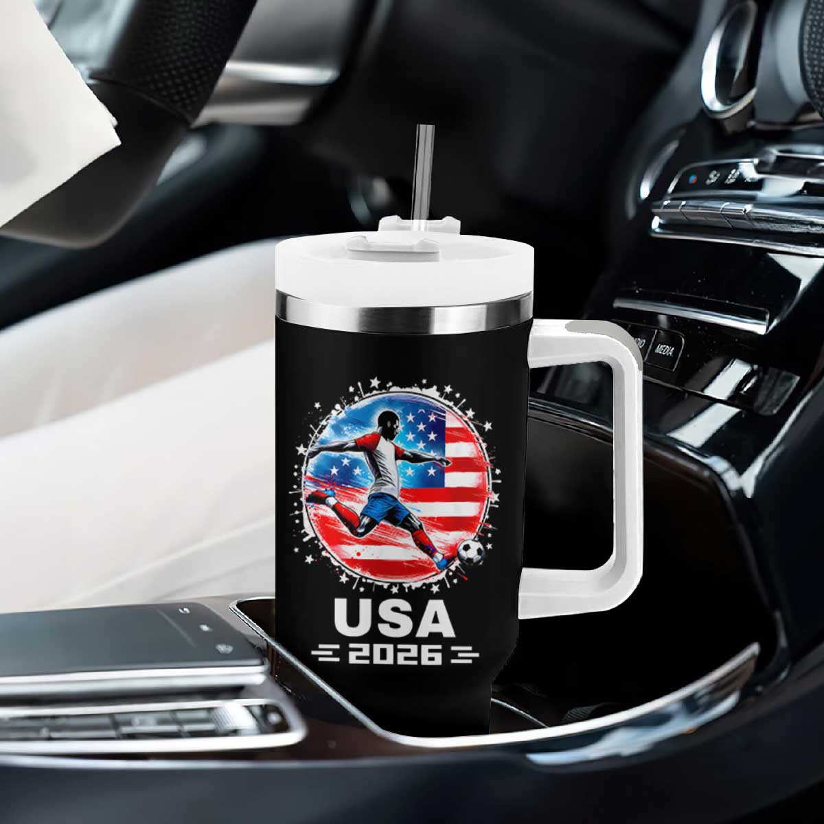 USA Soccer Patriotic Player 2026 Graphic Tumbler With Handle United States Football Fan Spirit