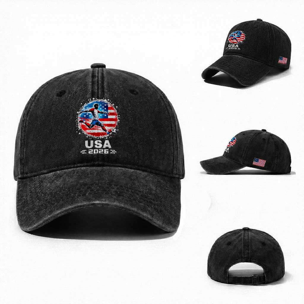 USA Soccer Patriotic Player 2026 Graphic Washed Cotton Baseball Cap United States Football Fan Spirit