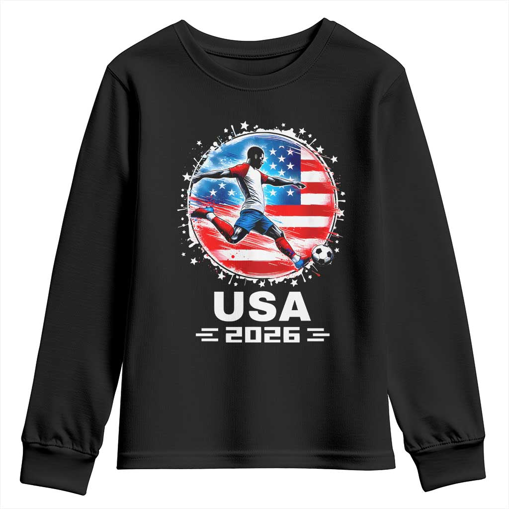 USA Soccer Patriotic Player 2026 Graphic Youth Sweatshirt United States Football Fan Spirit TS02 Black Print Your Wear
