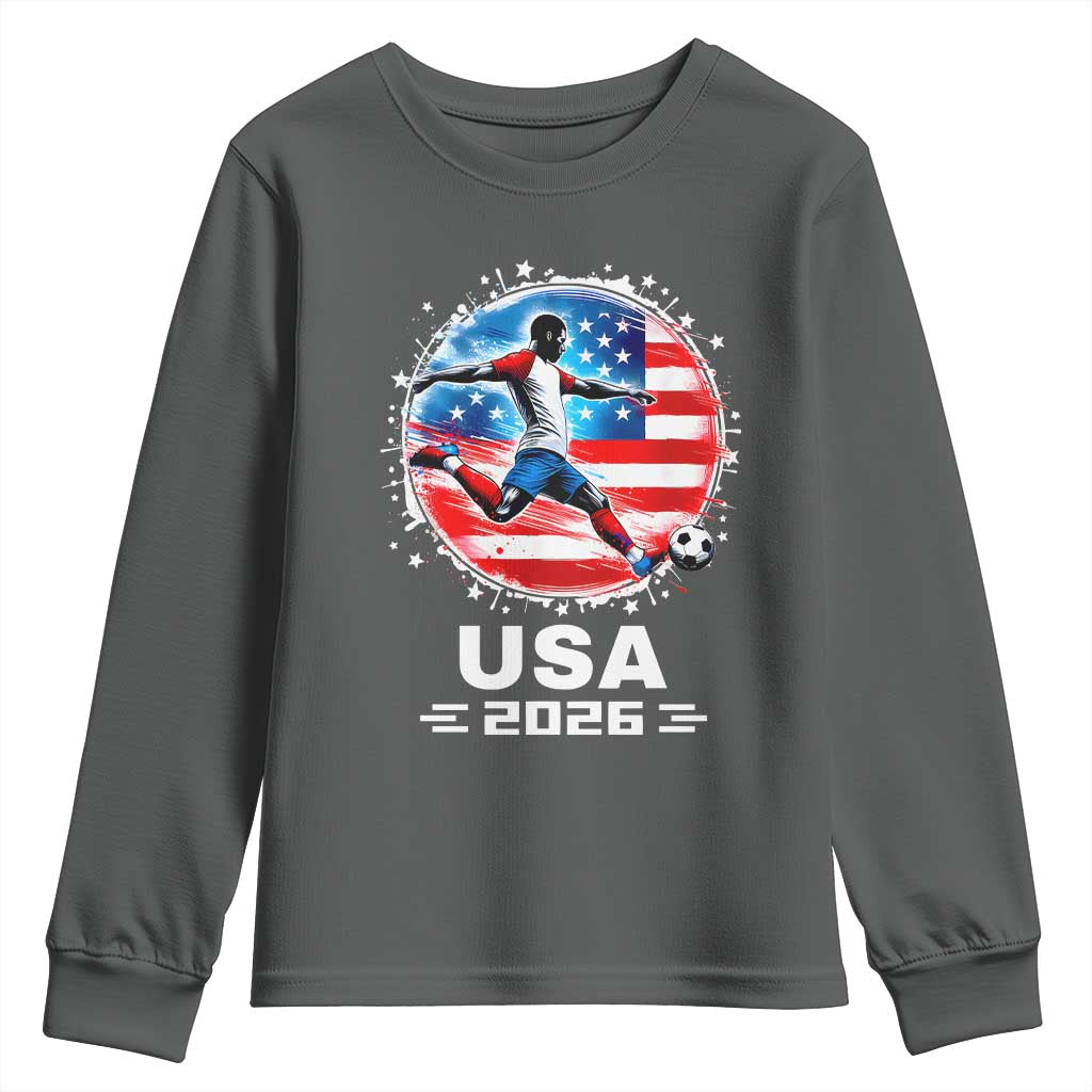 USA Soccer Patriotic Player 2026 Graphic Youth Sweatshirt United States Football Fan Spirit