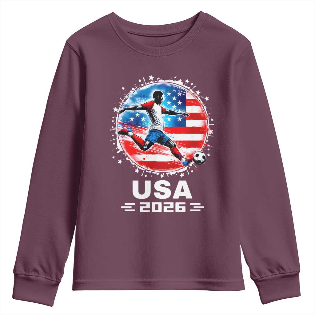 USA Soccer Patriotic Player 2026 Graphic Youth Sweatshirt United States Football Fan Spirit