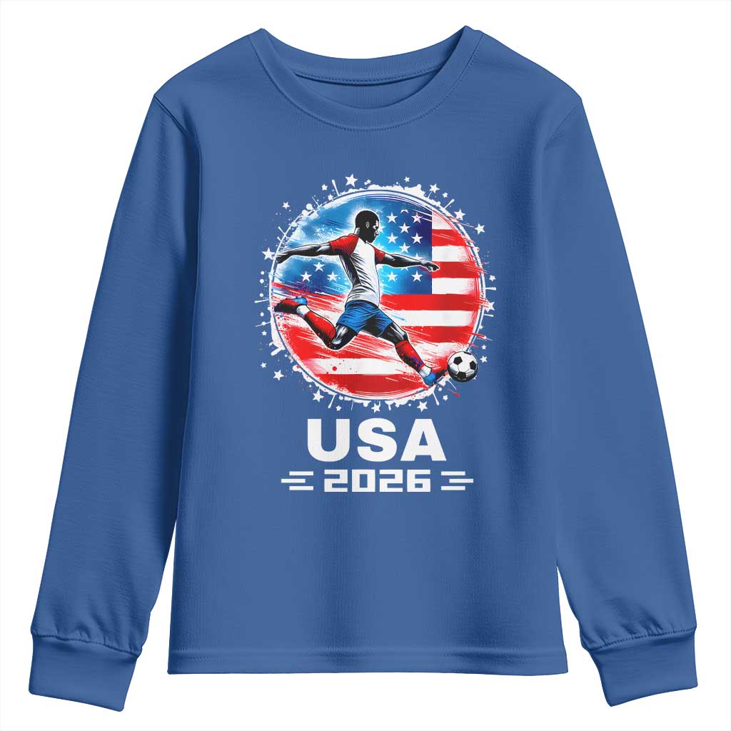 USA Soccer Patriotic Player 2026 Graphic Youth Sweatshirt United States Football Fan Spirit