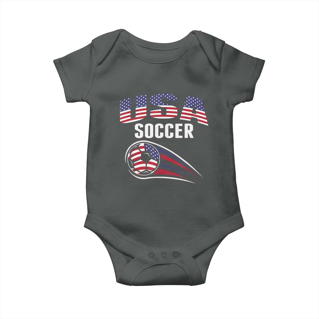 Patriotic USA Soccer Stars and Stripes Graphic Baby Onesie American Football Fan Game Day Spirit