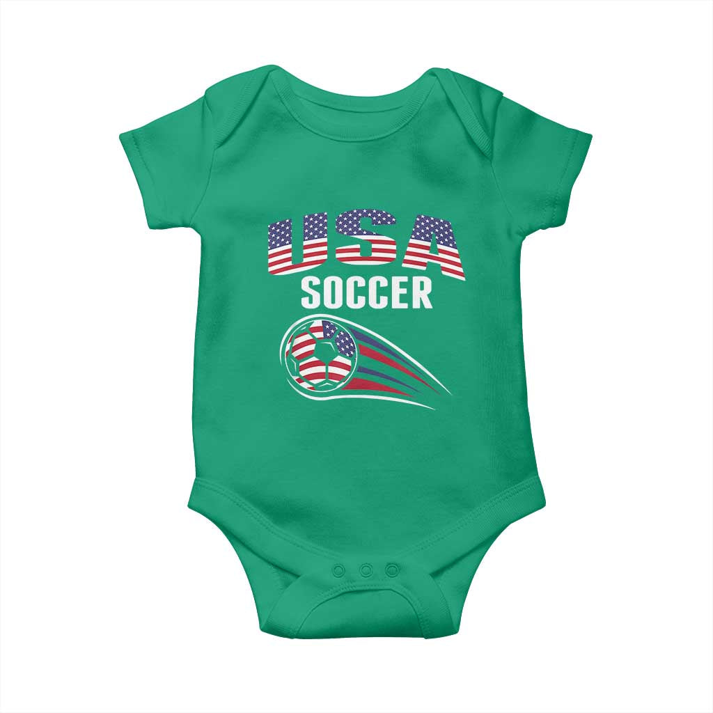 Patriotic USA Soccer Stars and Stripes Graphic Baby Onesie American Football Fan Game Day Spirit