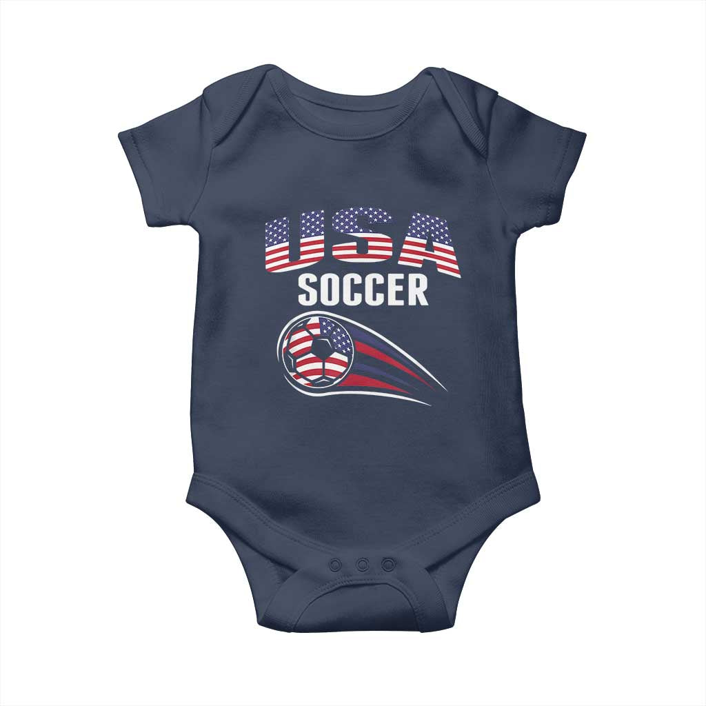 Patriotic USA Soccer Stars and Stripes Graphic Baby Onesie American Football Fan Game Day Spirit