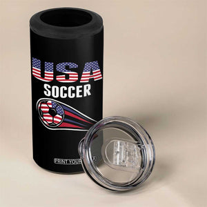 Patriotic USA Soccer Stars and Stripes Graphic 4 in 1 Can Cooler Tumbler American Football Fan Game Day Spirit