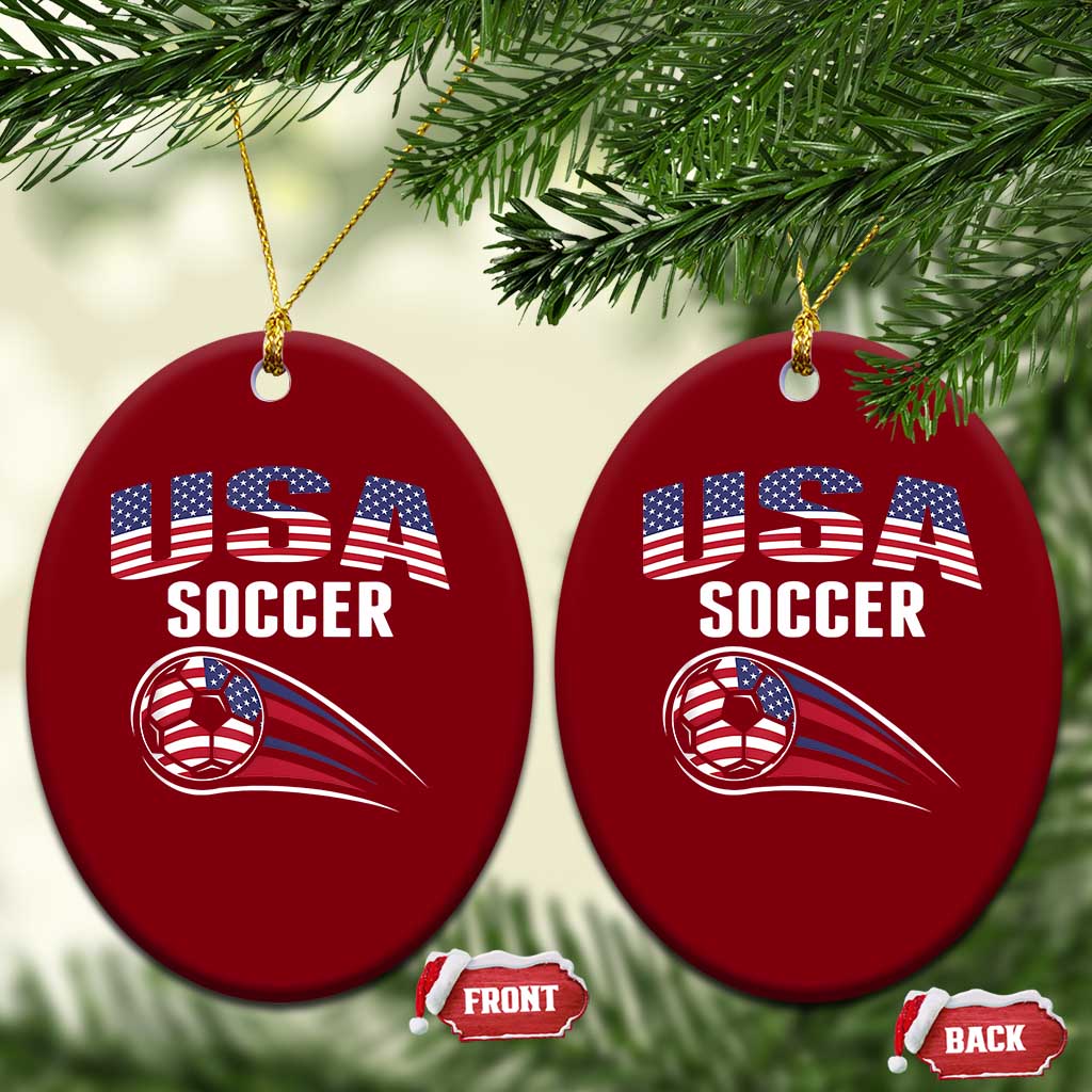 Patriotic USA Soccer Stars and Stripes Graphic Ceramic Ornament American Football Fan Game Day Spirit