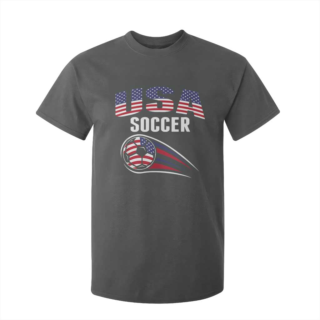 Patriotic USA Soccer Stars and Stripes Graphic T Shirt For Kid American Football Fan Game Day Spirit