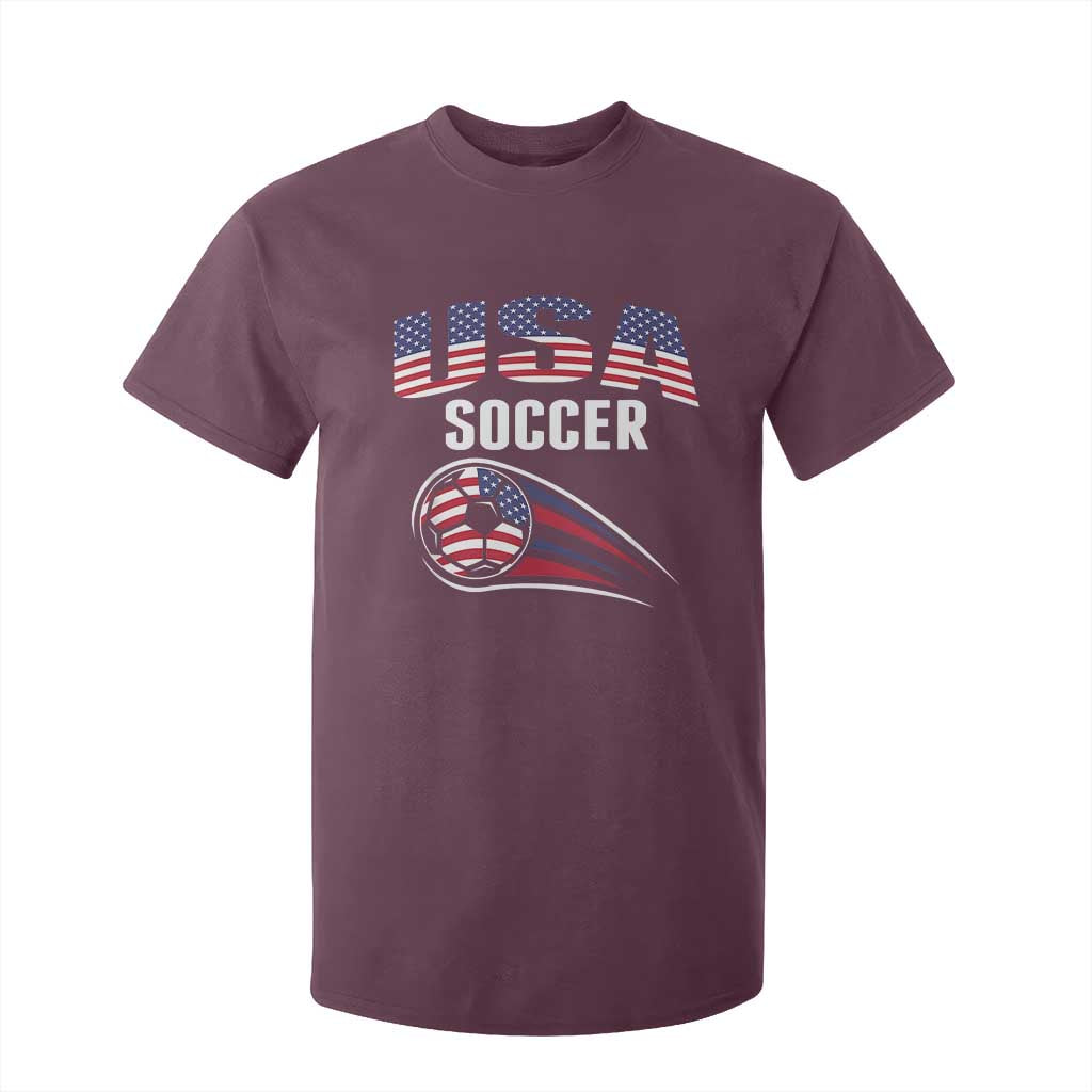 Patriotic USA Soccer Stars and Stripes Graphic T Shirt For Kid American Football Fan Game Day Spirit