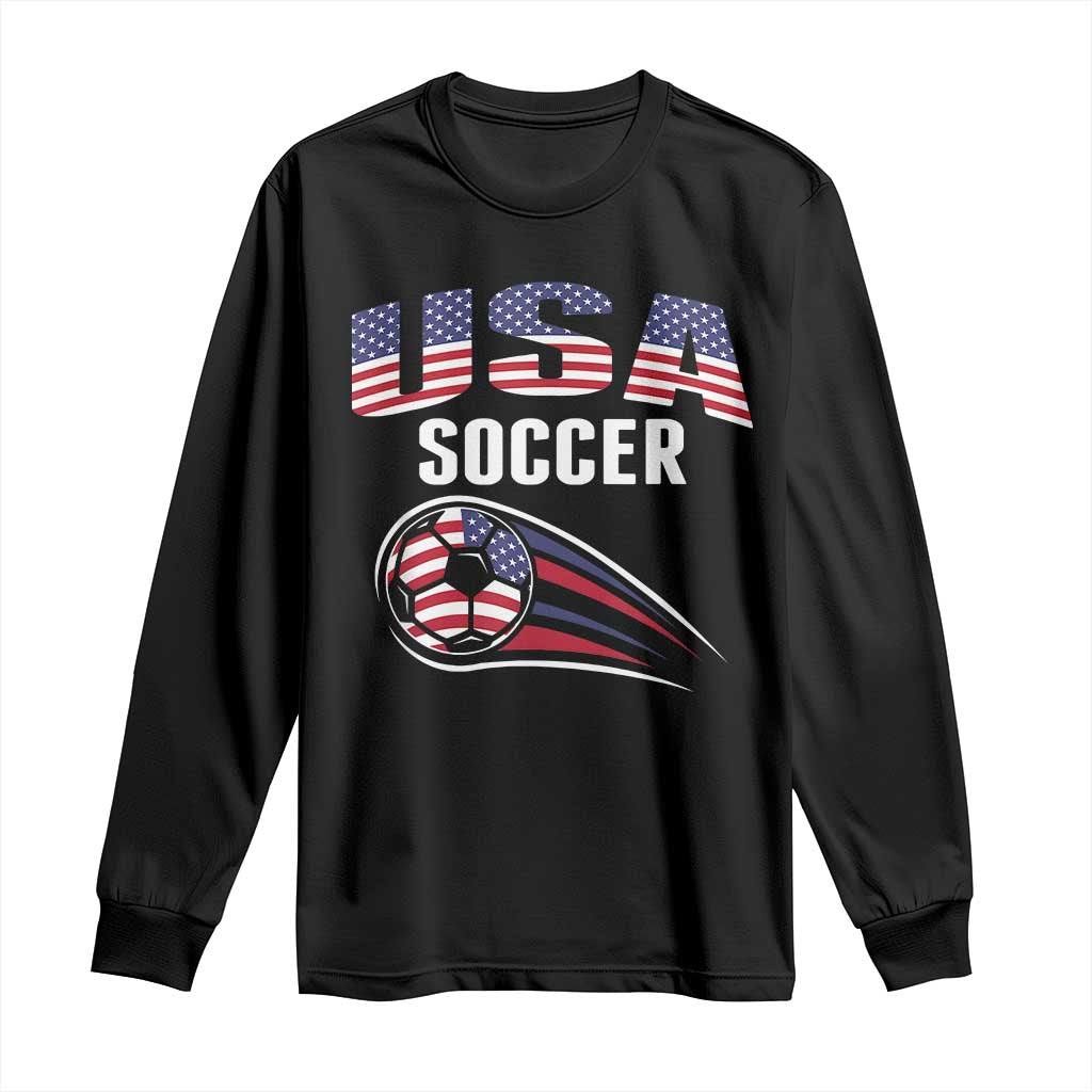 Patriotic USA Soccer Stars and Stripes Graphic Long Sleeve Shirt American Football Fan Game Day Spirit