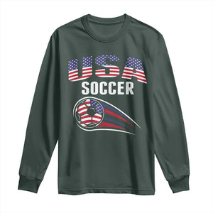 Patriotic USA Soccer Stars and Stripes Graphic Long Sleeve Shirt American Football Fan Game Day Spirit