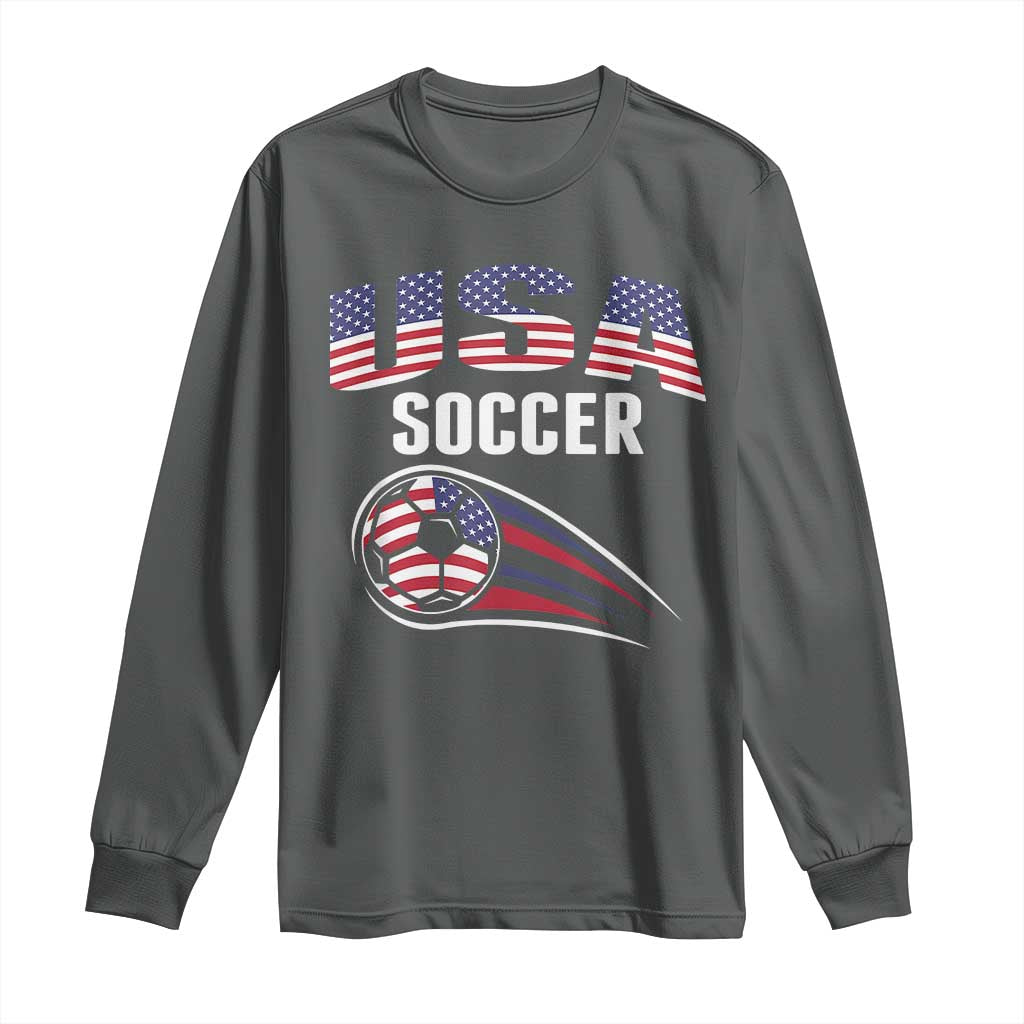 Patriotic USA Soccer Stars and Stripes Graphic Long Sleeve Shirt American Football Fan Game Day Spirit