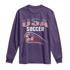 Patriotic USA Soccer Stars and Stripes Graphic Long Sleeve Shirt American Football Fan Game Day Spirit
