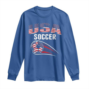 Patriotic USA Soccer Stars and Stripes Graphic Long Sleeve Shirt American Football Fan Game Day Spirit