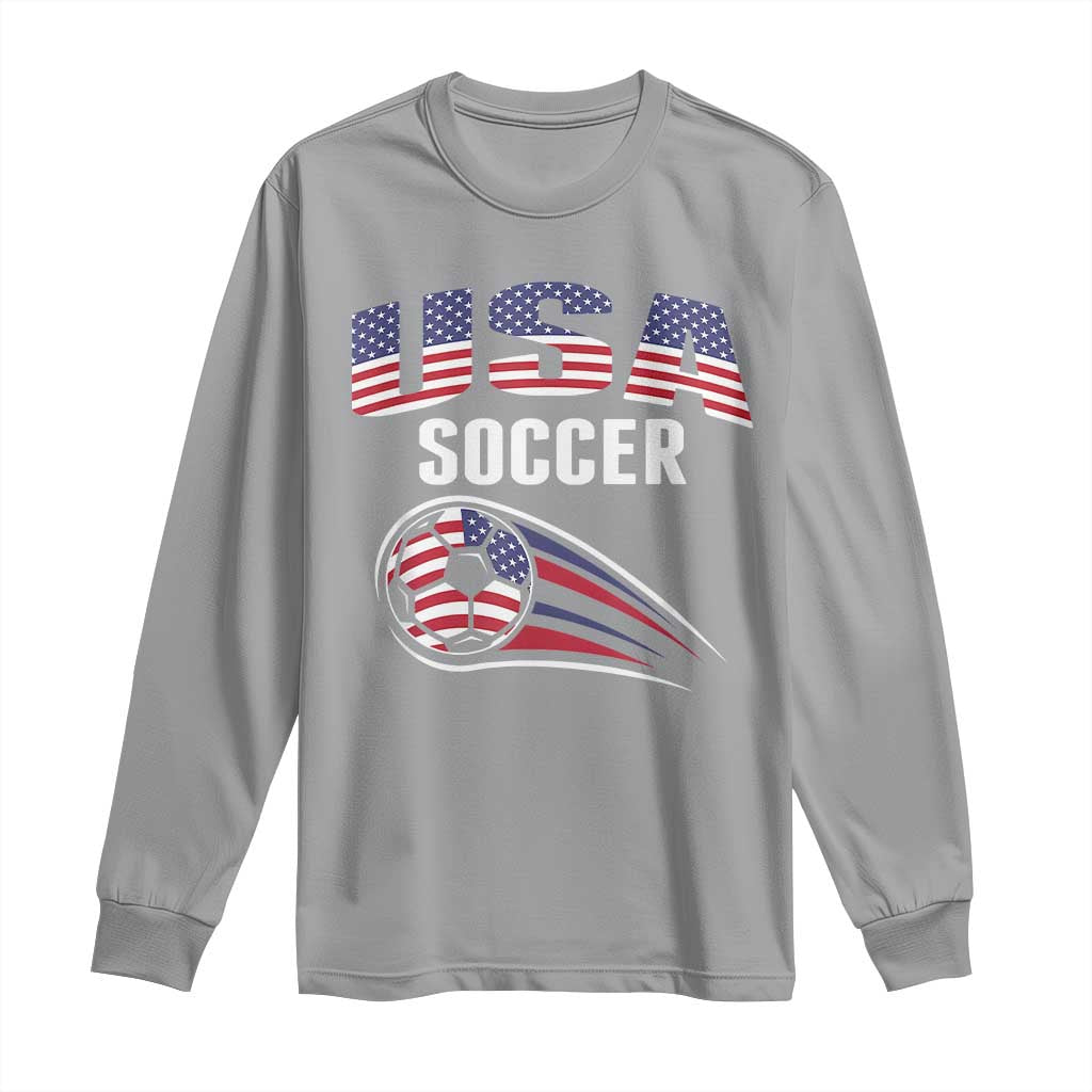 Patriotic USA Soccer Stars and Stripes Graphic Long Sleeve Shirt American Football Fan Game Day Spirit