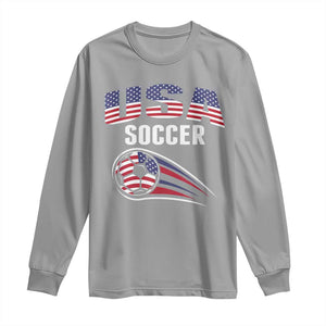 Patriotic USA Soccer Stars and Stripes Graphic Long Sleeve Shirt American Football Fan Game Day Spirit