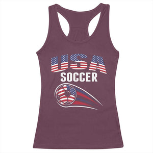 Patriotic USA Soccer Stars and Stripes Graphic Racerback Tank Top American Football Fan Game Day Spirit
