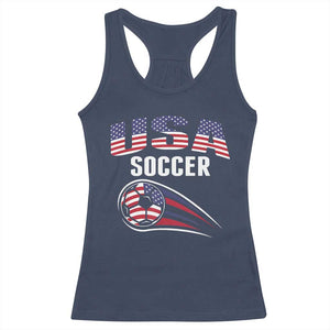 Patriotic USA Soccer Stars and Stripes Graphic Racerback Tank Top American Football Fan Game Day Spirit
