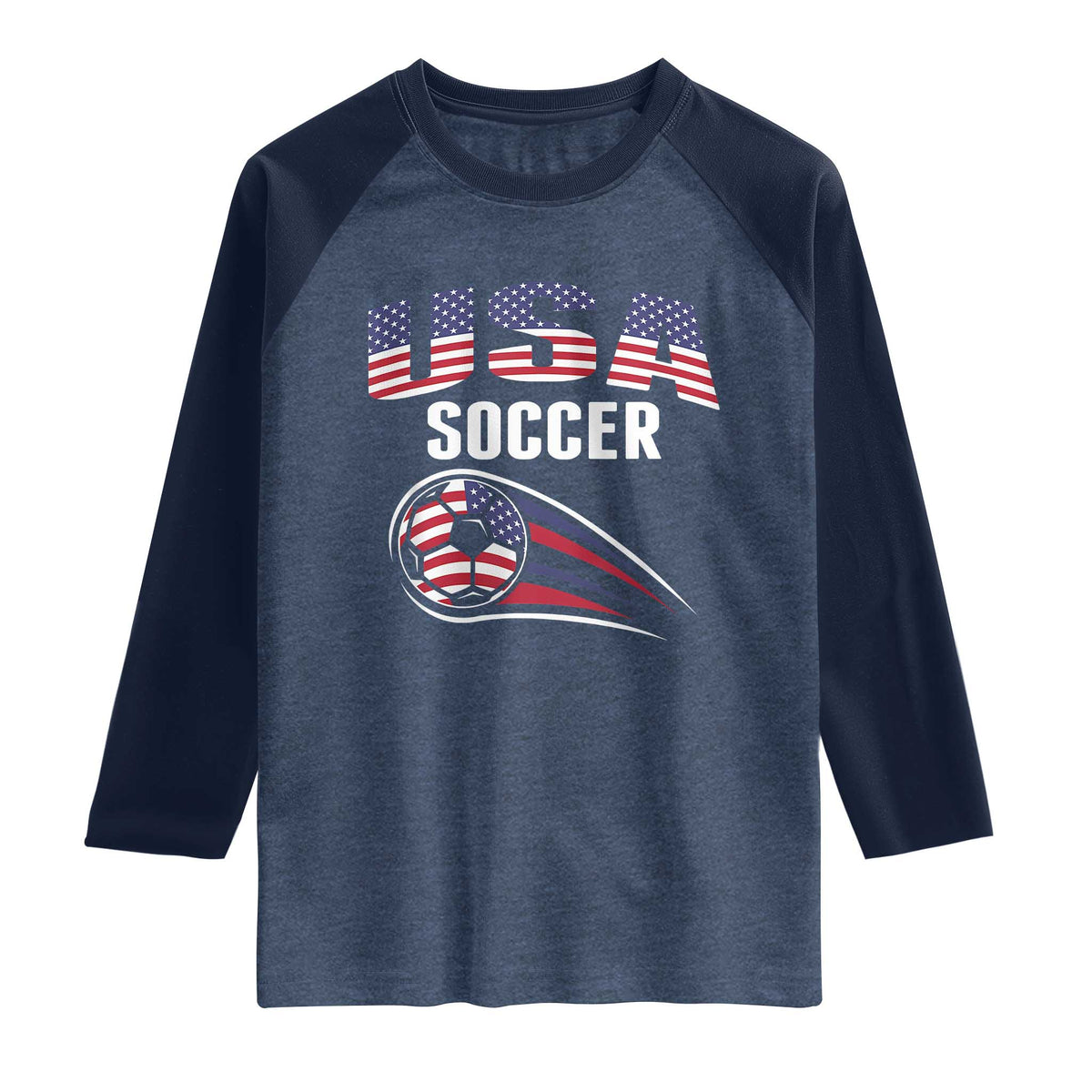 Patriotic USA Soccer Stars and Stripes Graphic Raglan Shirt American Football Fan Game Day Spirit