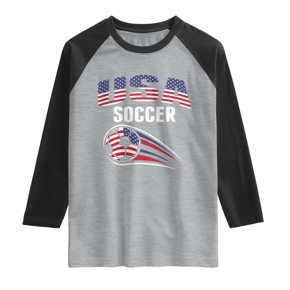 Patriotic USA Soccer Stars and Stripes Graphic Raglan Shirt American Football Fan Game Day Spirit