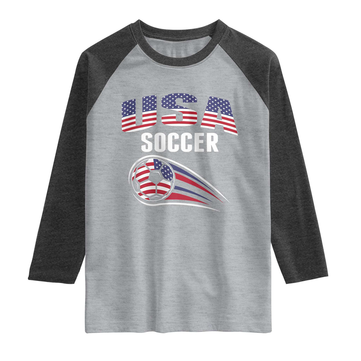 Patriotic USA Soccer Stars and Stripes Graphic Raglan Shirt American Football Fan Game Day Spirit