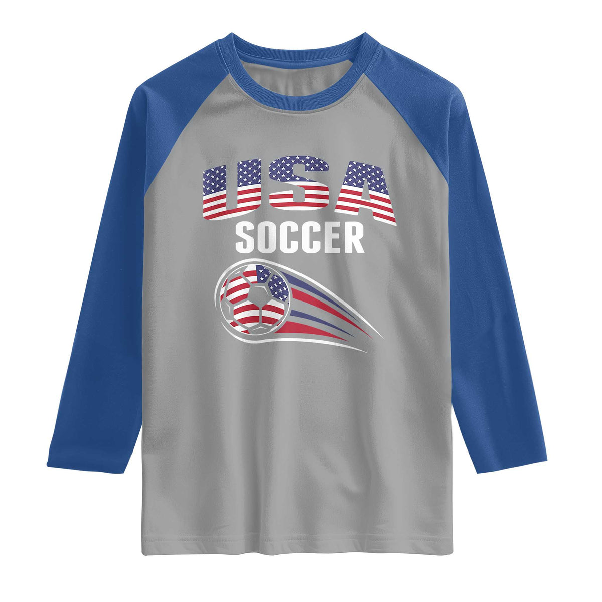 Patriotic USA Soccer Stars and Stripes Graphic Raglan Shirt American Football Fan Game Day Spirit