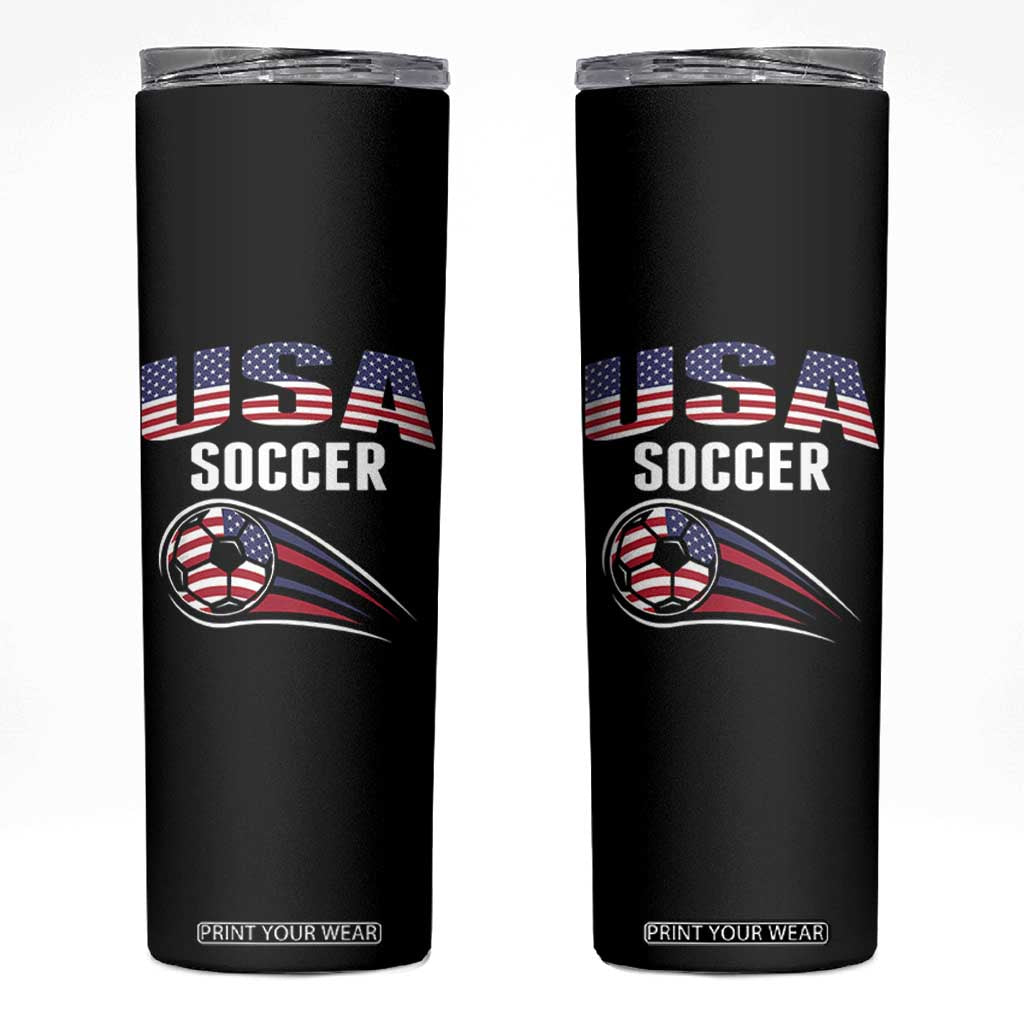 Patriotic USA Soccer Stars and Stripes Graphic Skinny Tumbler American Football Fan Game Day Spirit