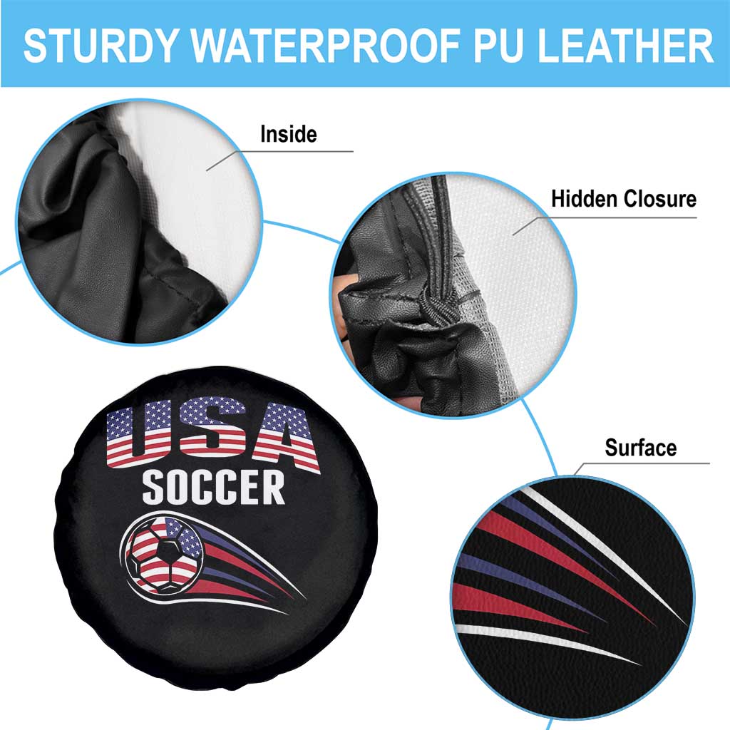 Patriotic USA Soccer Stars and Stripes Graphic Spare Tire Cover American Football Fan Game Day Spirit