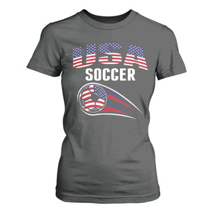 Patriotic USA Soccer Stars and Stripes Graphic T Shirt For Women American Football Fan Game Day Spirit