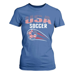 Patriotic USA Soccer Stars and Stripes Graphic T Shirt For Women American Football Fan Game Day Spirit
