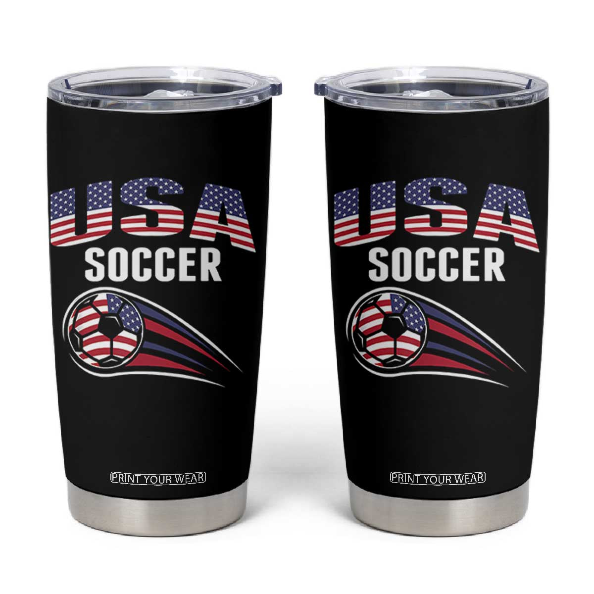 Patriotic USA Soccer Stars and Stripes Graphic Tumbler Cup American Football Fan Game Day Spirit