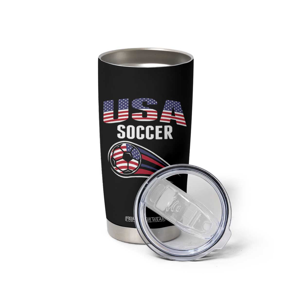 Patriotic USA Soccer Stars and Stripes Graphic Tumbler Cup American Football Fan Game Day Spirit