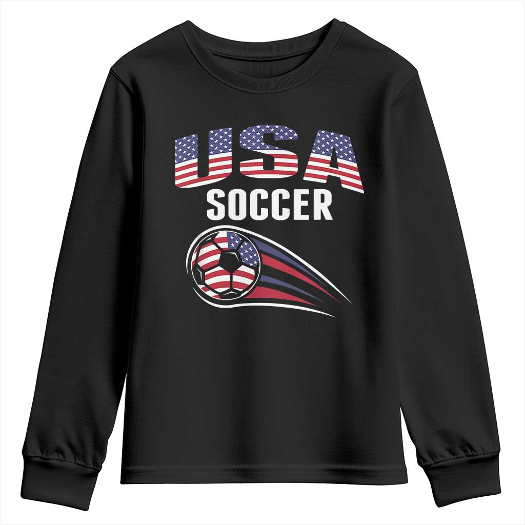 Patriotic USA Soccer Stars and Stripes Graphic Youth Sweatshirt American Football Fan Game Day Spirit TS02 Black Print Your Wear