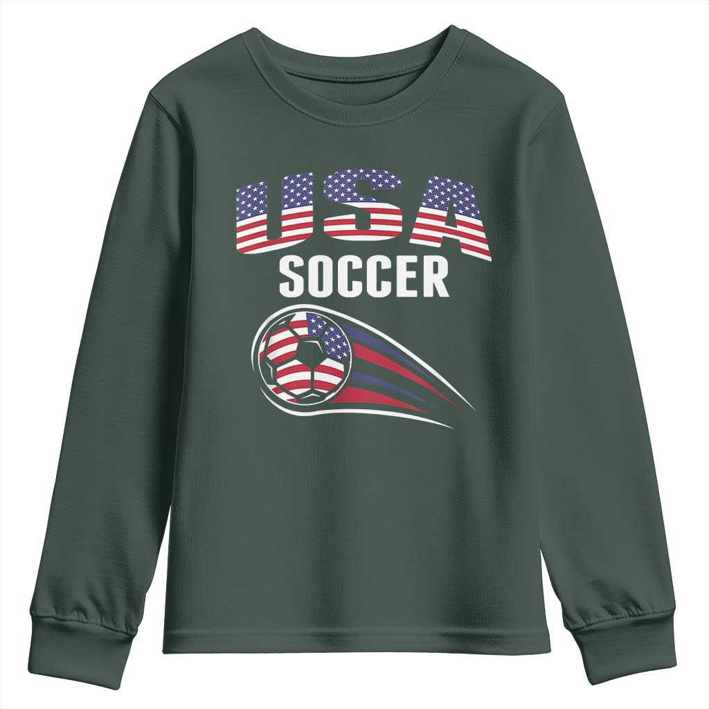 Patriotic USA Soccer Stars and Stripes Graphic Youth Sweatshirt American Football Fan Game Day Spirit