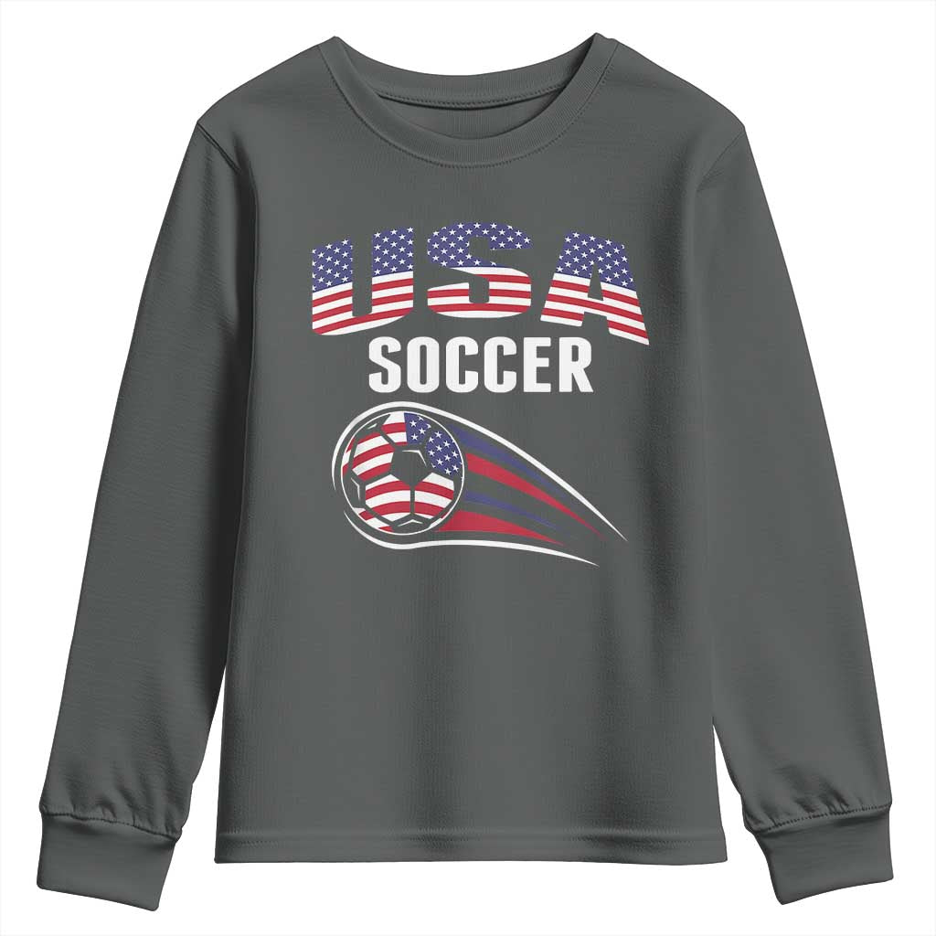 Patriotic USA Soccer Stars and Stripes Graphic Youth Sweatshirt American Football Fan Game Day Spirit