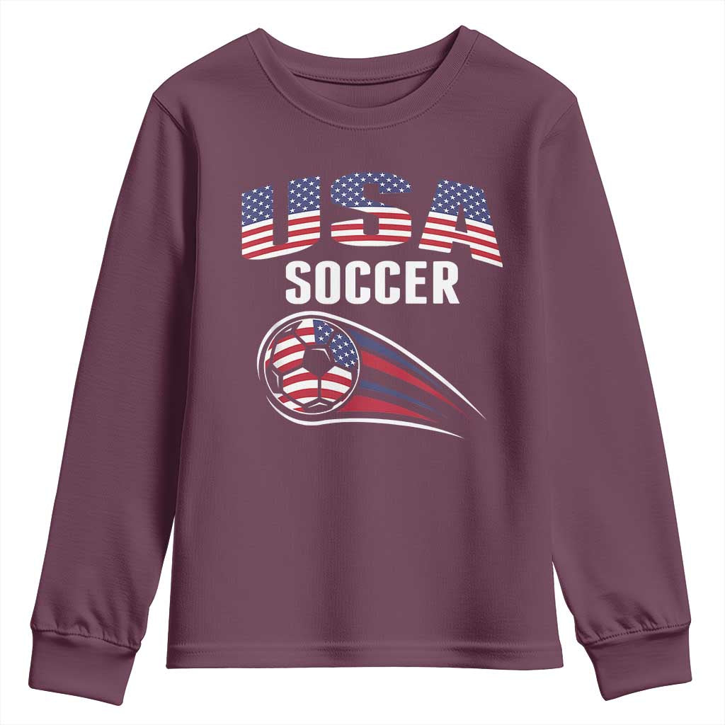 Patriotic USA Soccer Stars and Stripes Graphic Youth Sweatshirt American Football Fan Game Day Spirit