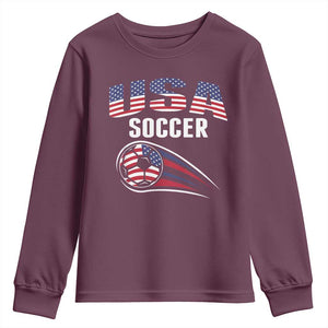 Patriotic USA Soccer Stars and Stripes Graphic Youth Sweatshirt American Football Fan Game Day Spirit