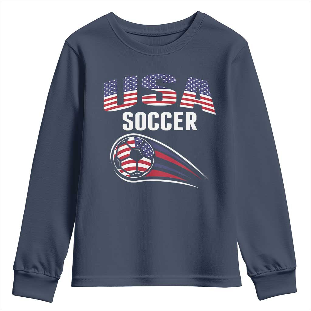 Patriotic USA Soccer Stars and Stripes Graphic Youth Sweatshirt American Football Fan Game Day Spirit
