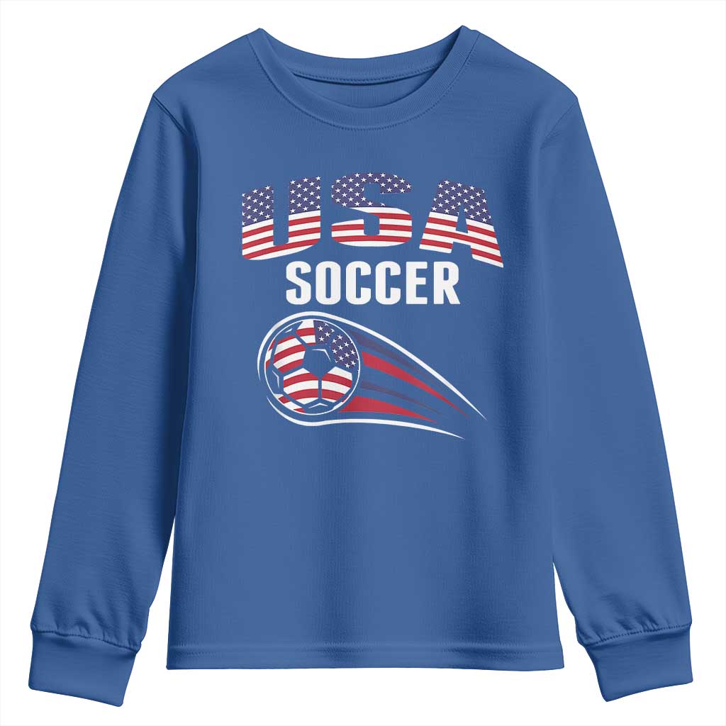 Patriotic USA Soccer Stars and Stripes Graphic Youth Sweatshirt American Football Fan Game Day Spirit
